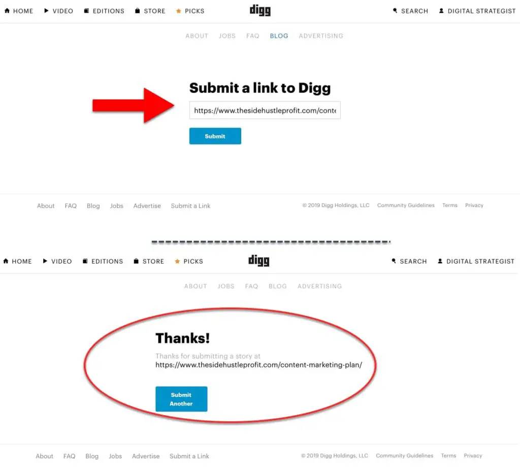 How to submit a link to Digg